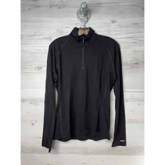 Icebreaker Bodyfit 200 Pullover Mens Large Black Merino Wool Half Zip 1/4 Zip - Picture 1 of 9